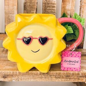 NWT Rae Dunn "Sunrise, Sunburn, Sunset" Mug With Palm Tree Lid Warmer Collection